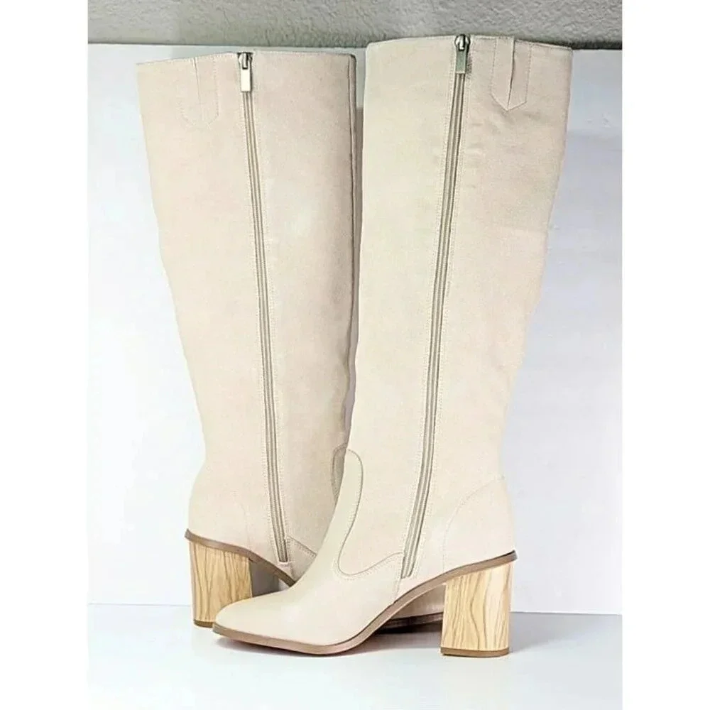 Splendid Women's Meadow Knee High Boots In Tapioca Suede Size 7.5 (MSRP $225)